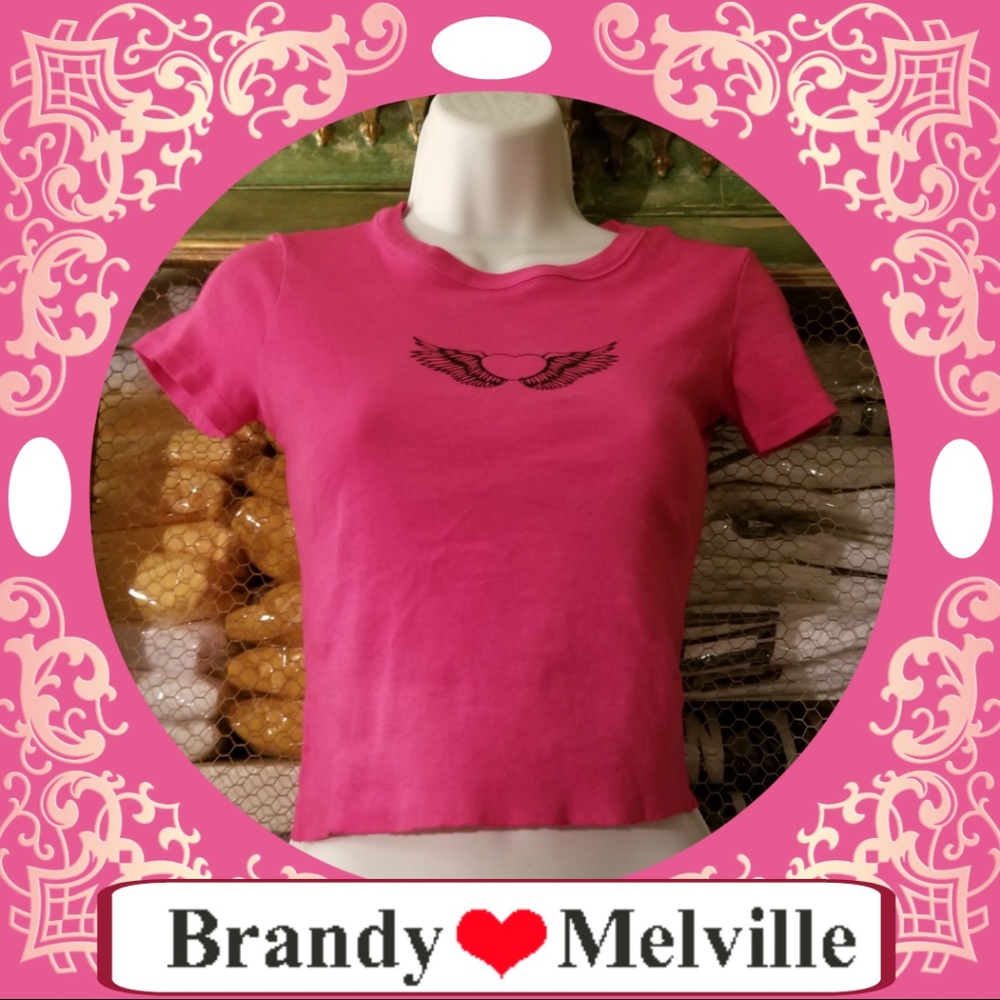 NEW ASHLYN FLYING HEART TOP RASPBERRY PINK brandy melville john galt